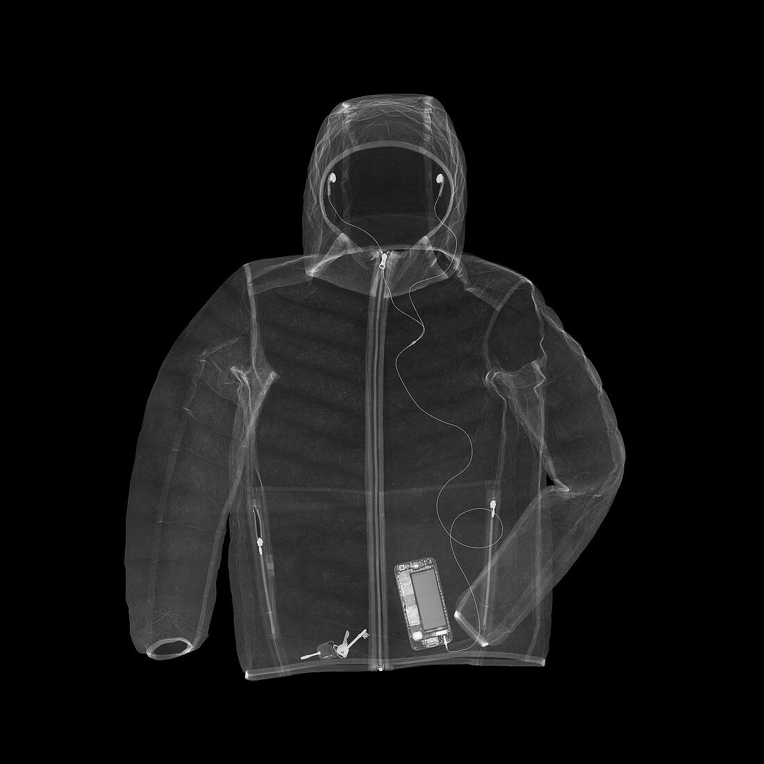 Down puffa jacket, X-ray