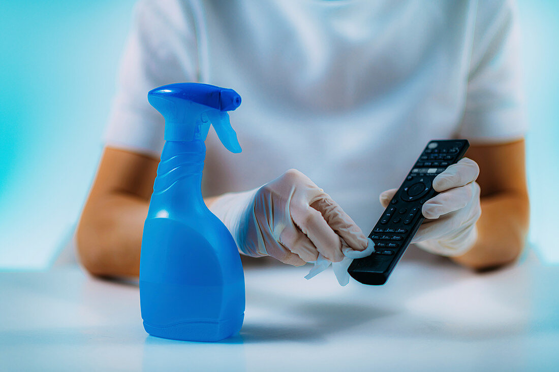 Disinfecting remote controller with alcohol disinfectant