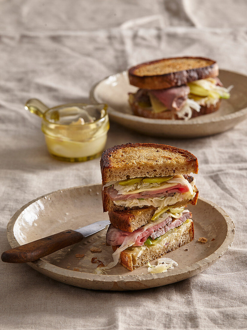 Reuben sandwich with sauerkraut