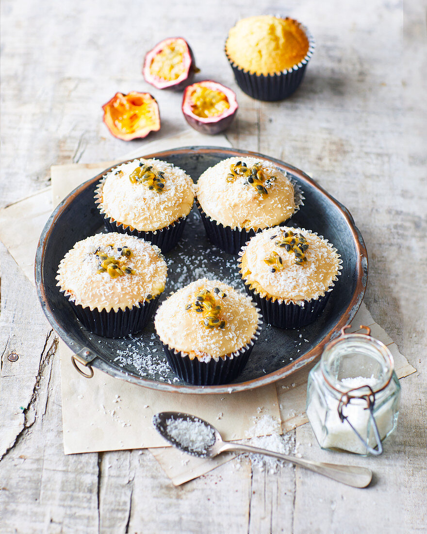 Passionfruit and coconut cupcakes