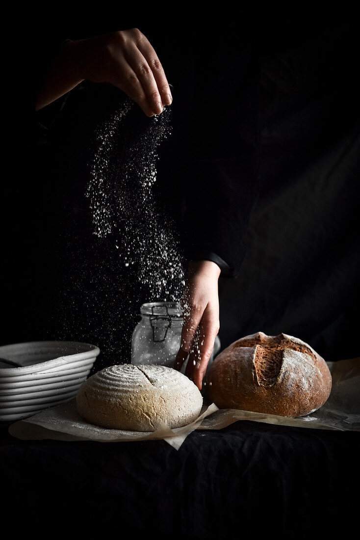 Sprinkling Flour on Sourdough