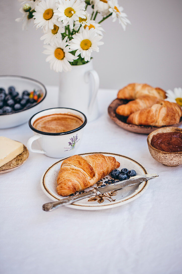 Breakfast: Croissants with blueberries