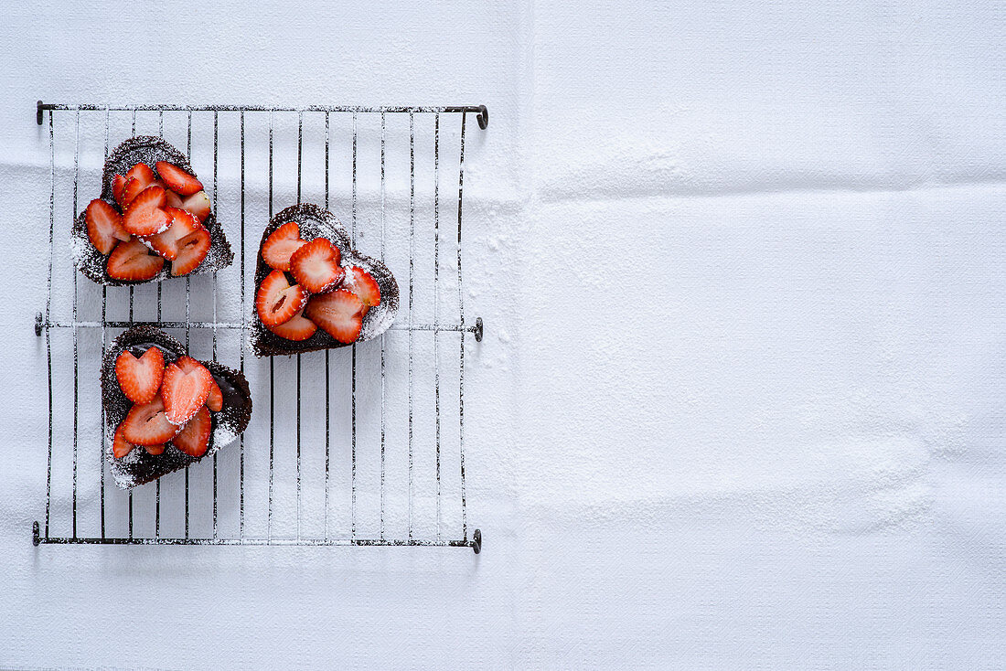 Chocolate ganache and strawberry tart