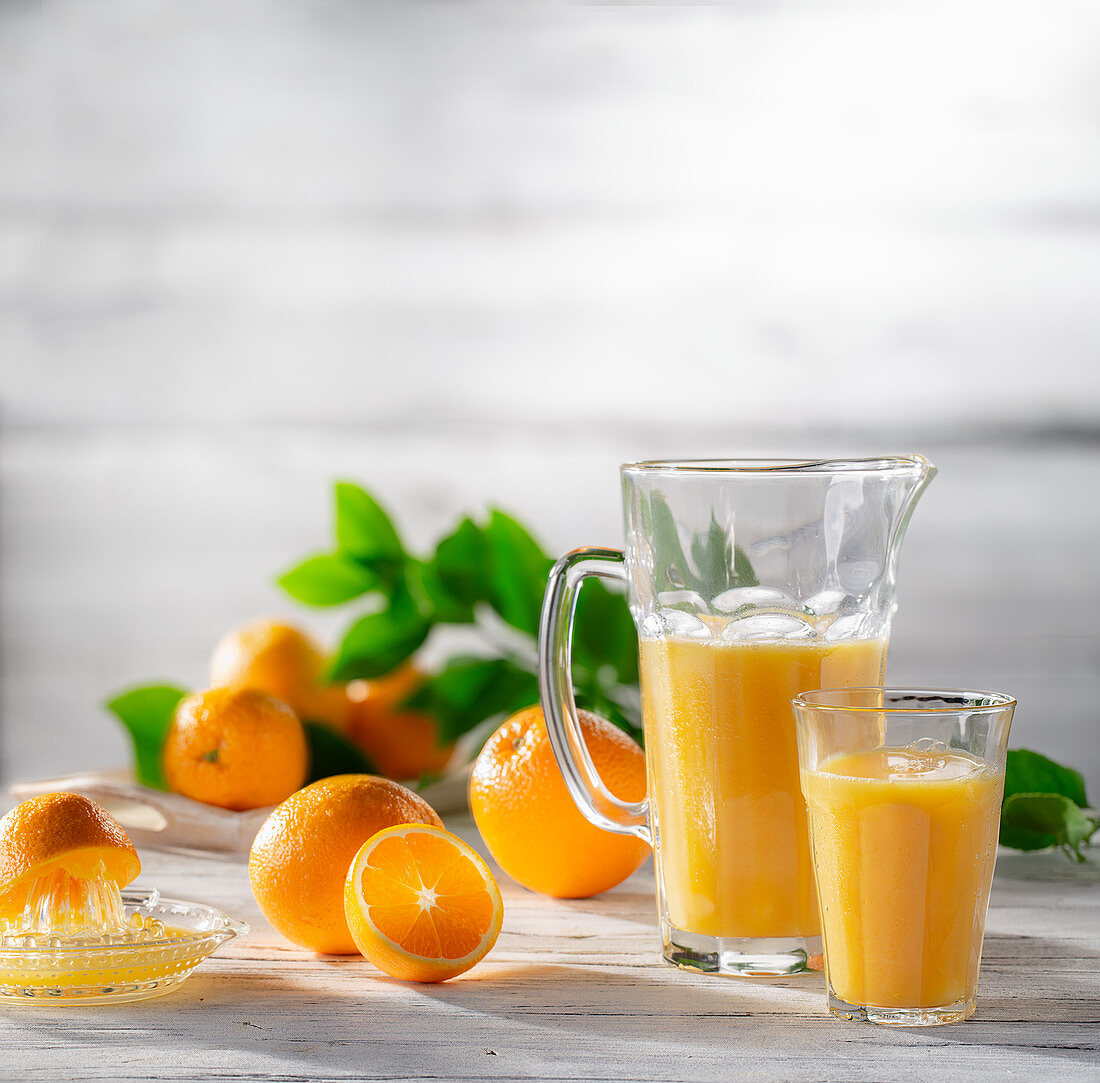 Orange juice and oranges