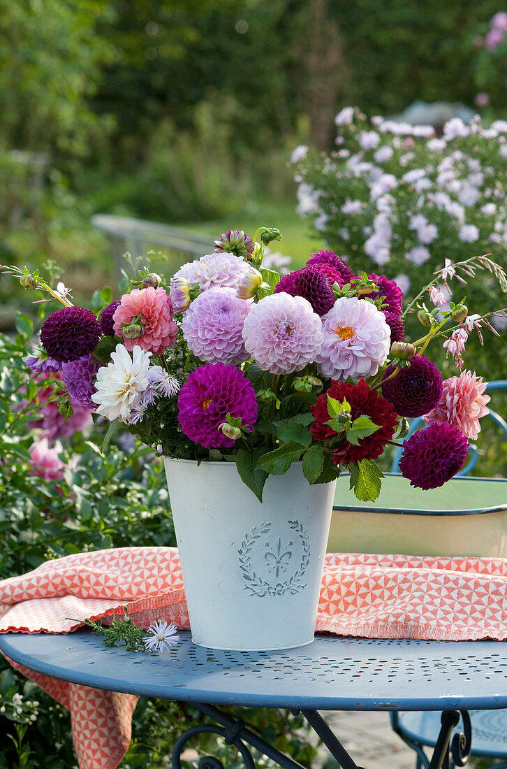 A dahlias bouquet and a Lindheimer's beeblossom