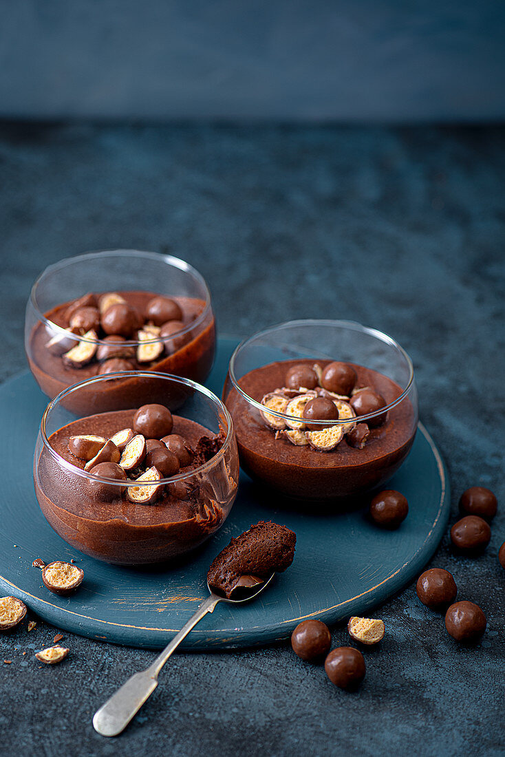 Homemade chocolate and maltesers mousse