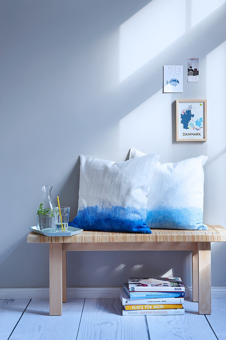 Cushion covers dyed using shibori technique