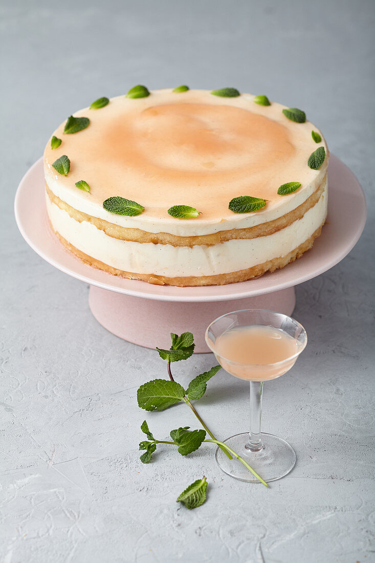 Almond sponge cake with buttermilk panna cotta