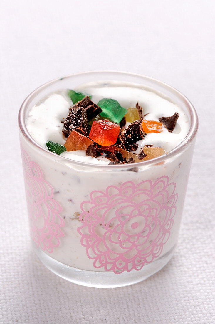 Cassata in bicchiere (ricotta cream in a glass, Italy)