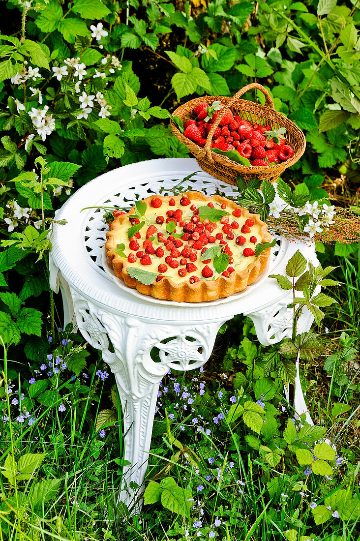 Wild strawberry tart with vanilla cream