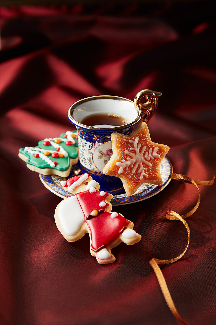 Christmas cookies with a teacup