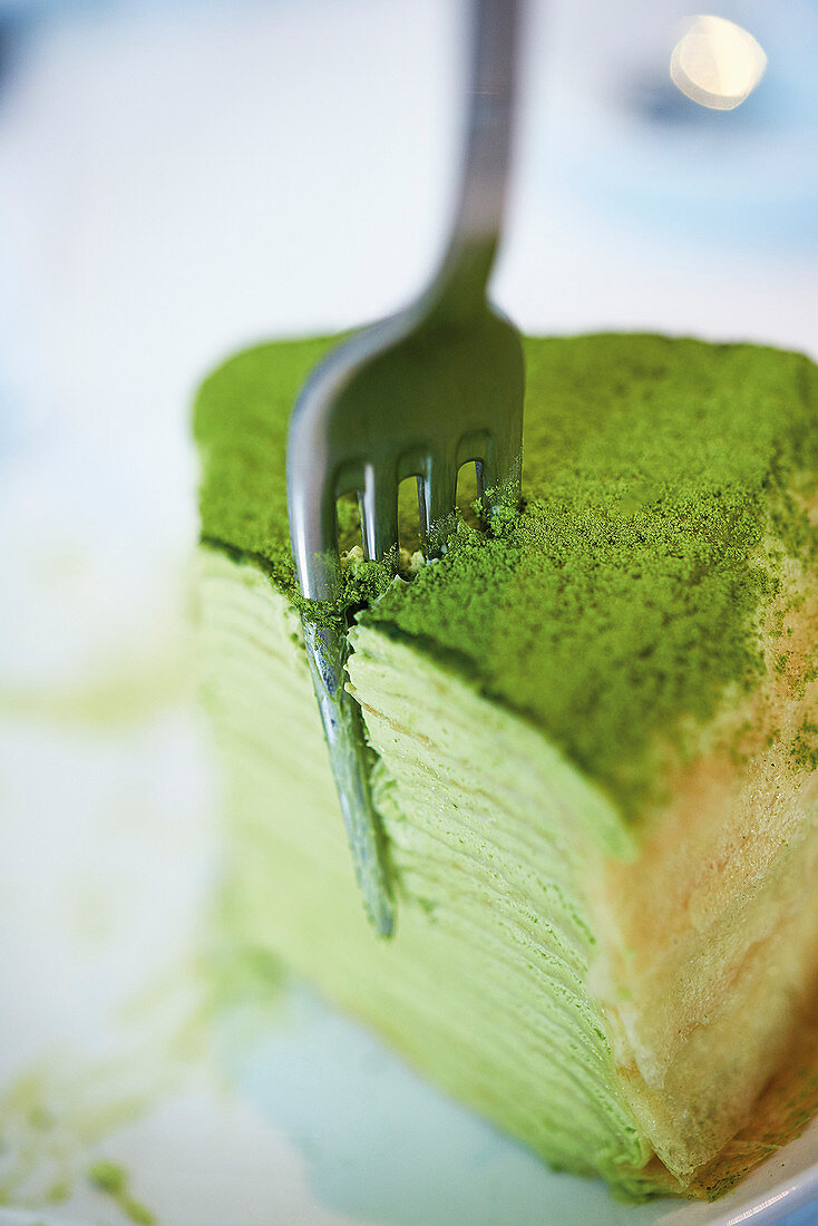 Green Tea Mille Crepes (Grüntee-Pfannkuchen-Torte)