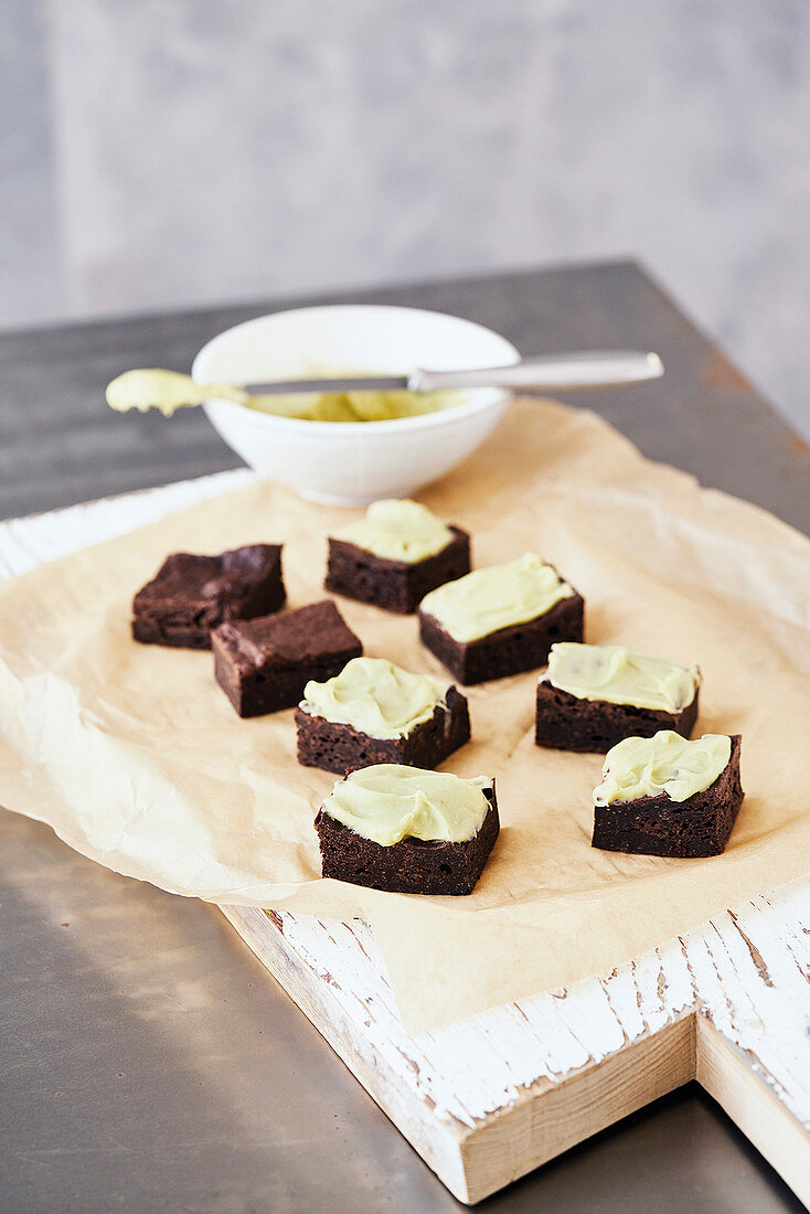 Avocado brownies with icing
