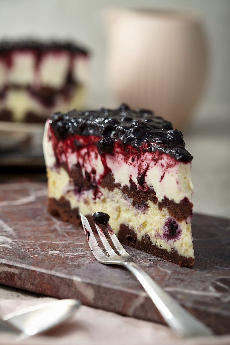 Double Cheesecake mit Heidelbeeren