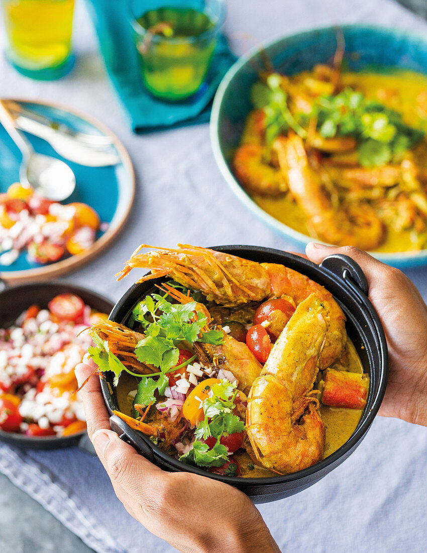 Masala and coconut seafood pot