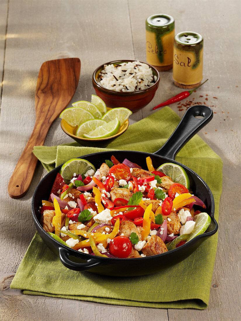 Mexican stir-fry vegetables with chicken