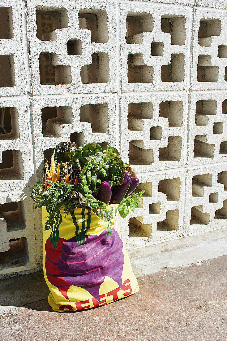 Fresh vegetables in a shopping bag