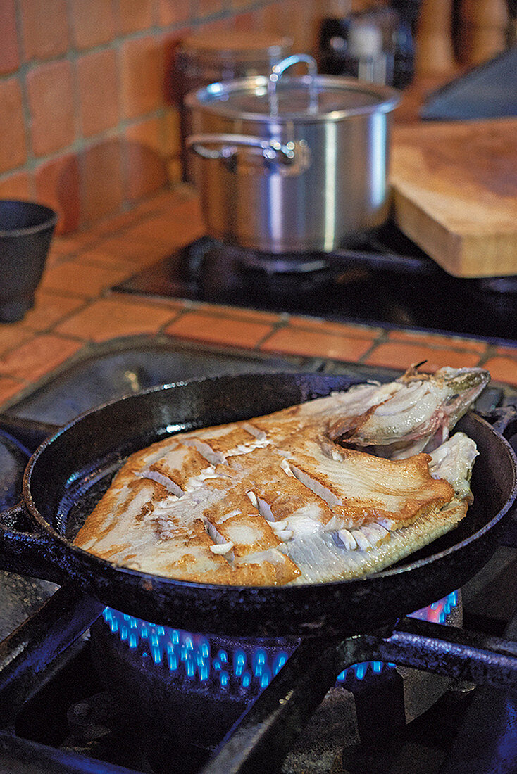 Turbot being fried