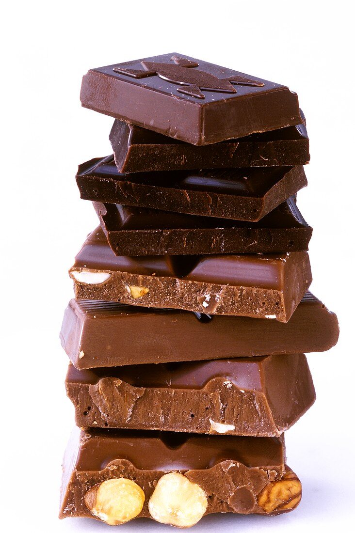 Tower of pieces of chocolate