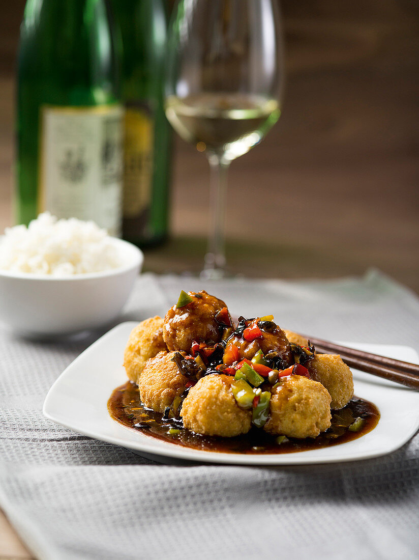 Sweet-and-sour Chinese tofu balls
