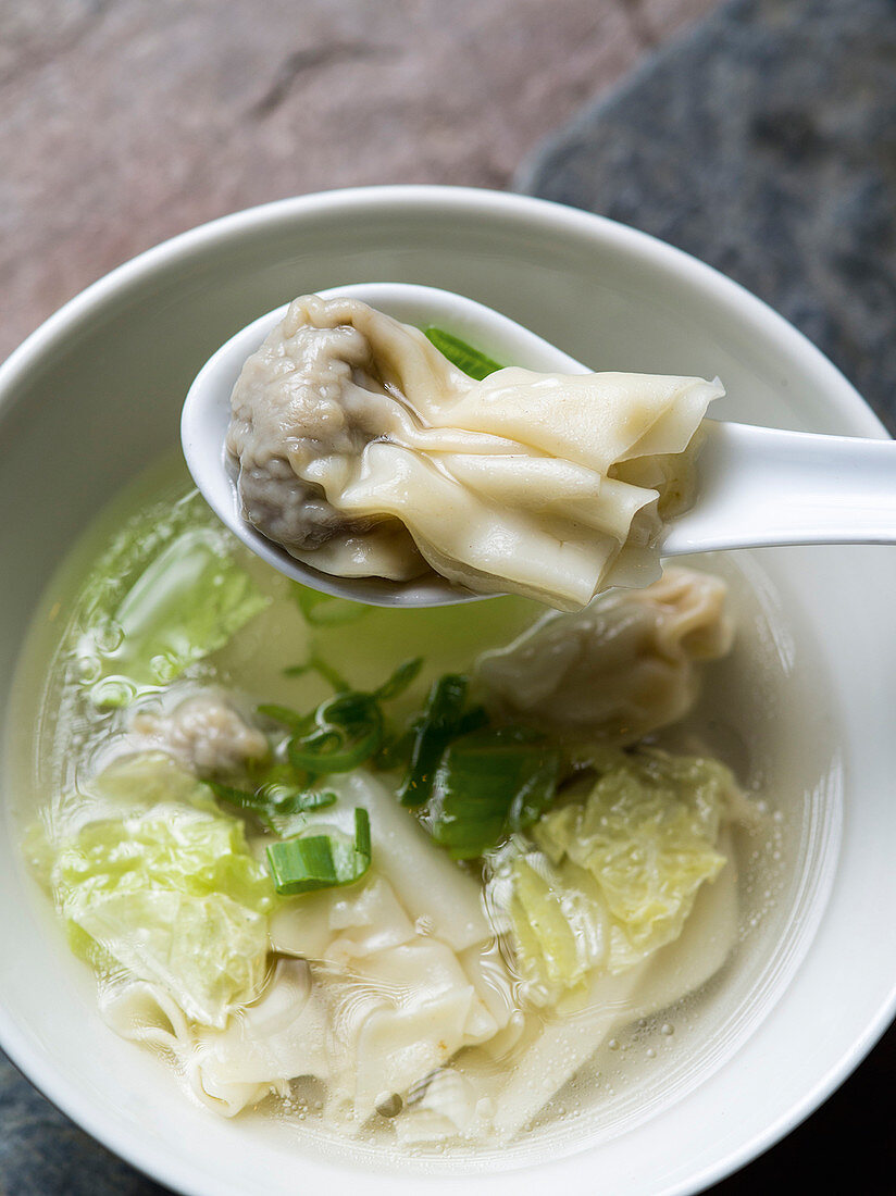 Chinese wonton soup with Chinese cabbage