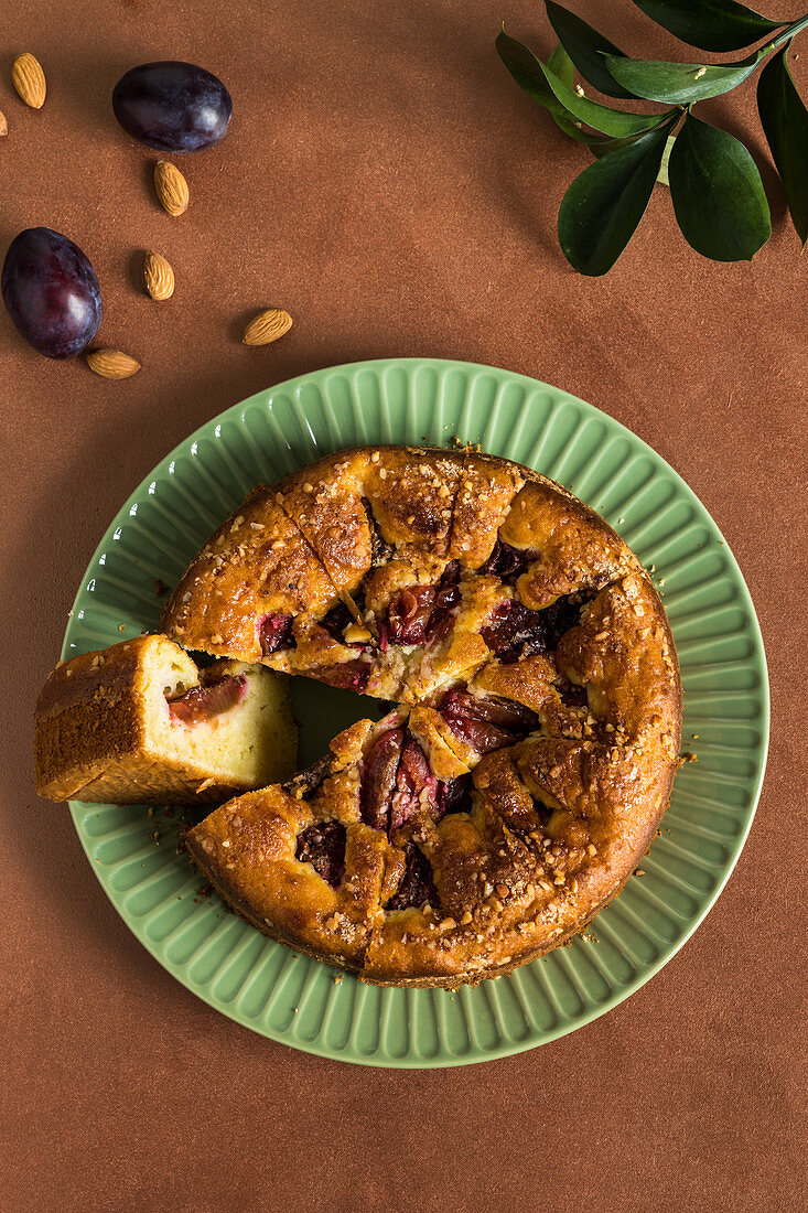 Sweet plum and almond pie