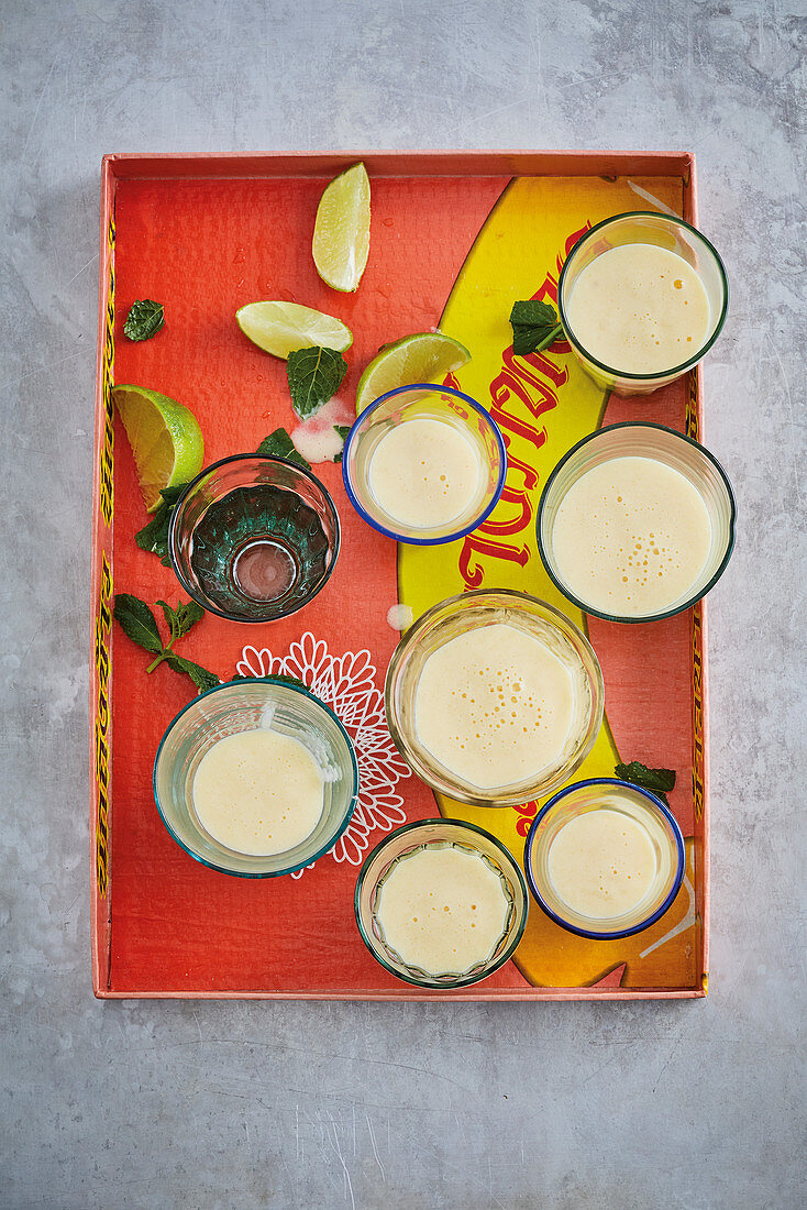 Oriental mango and pineapple lassi with cardamom and honey