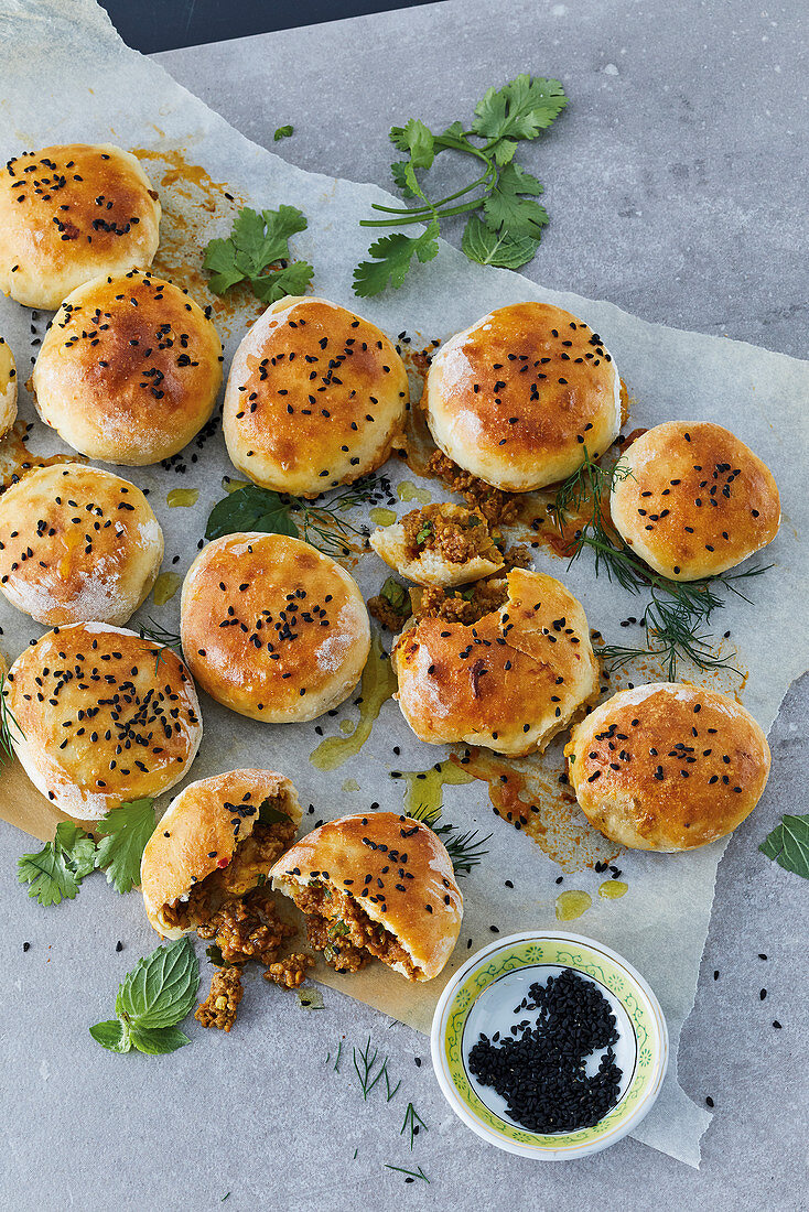 Punjabi-style picnic rolls filled with minced meat