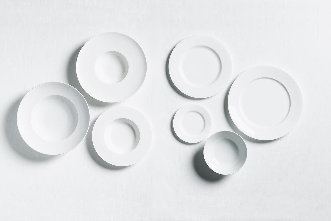 Empty, white plates