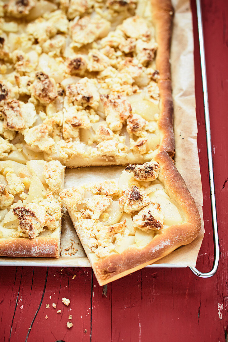 Birnenkuchen mit Marzipanstreusel (vegan)