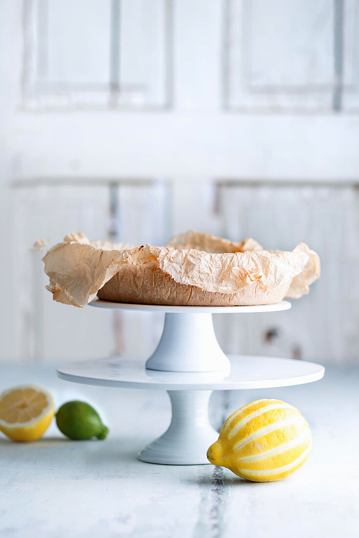 An arrangement of cake stands and pie dishes