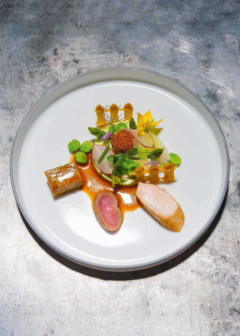 A spring dish with rabbit