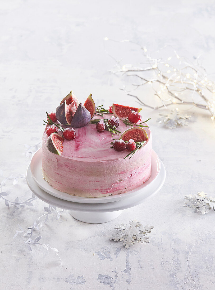Christmas cranberry cake with rosemary