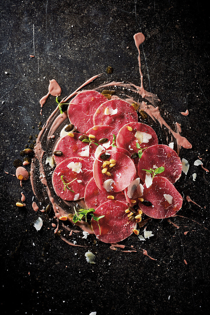 Beef carpaccio with port wine mayonnaise