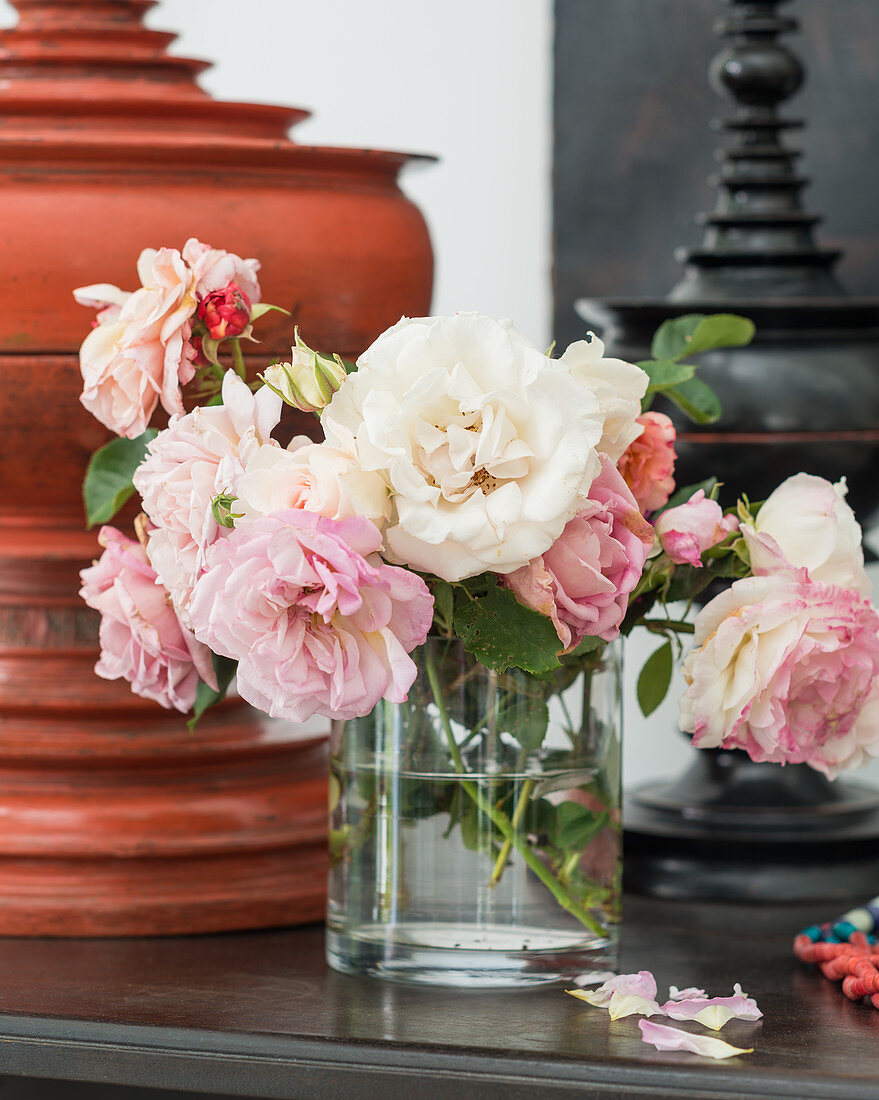 Cut roses in vase