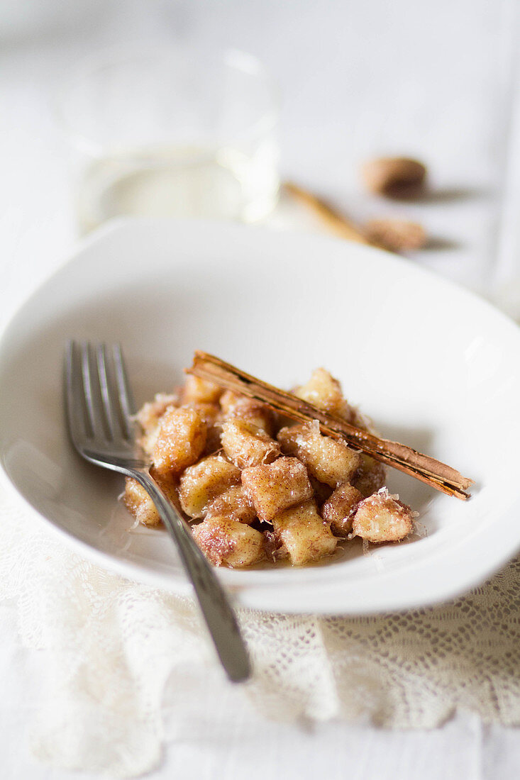 Home made gnocchi with cinnamon and nutmeg