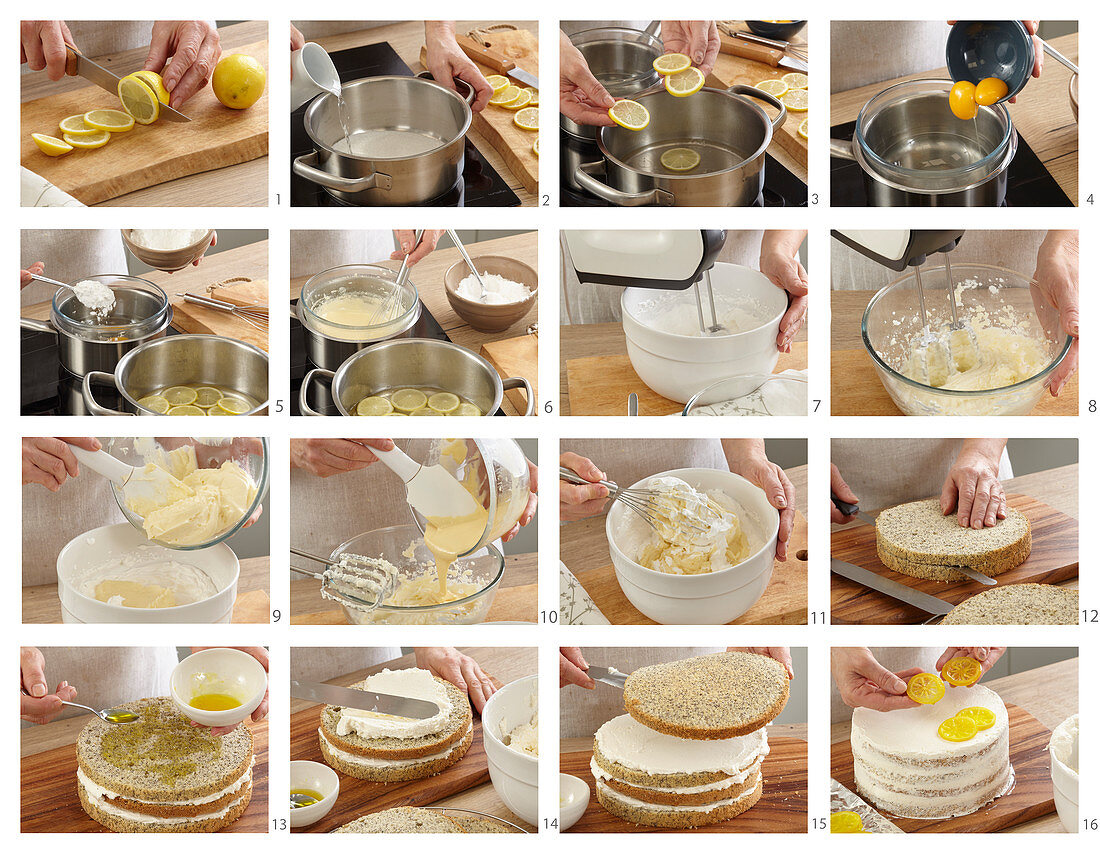 Backen von Zitronen-Mohn-Kuchen
