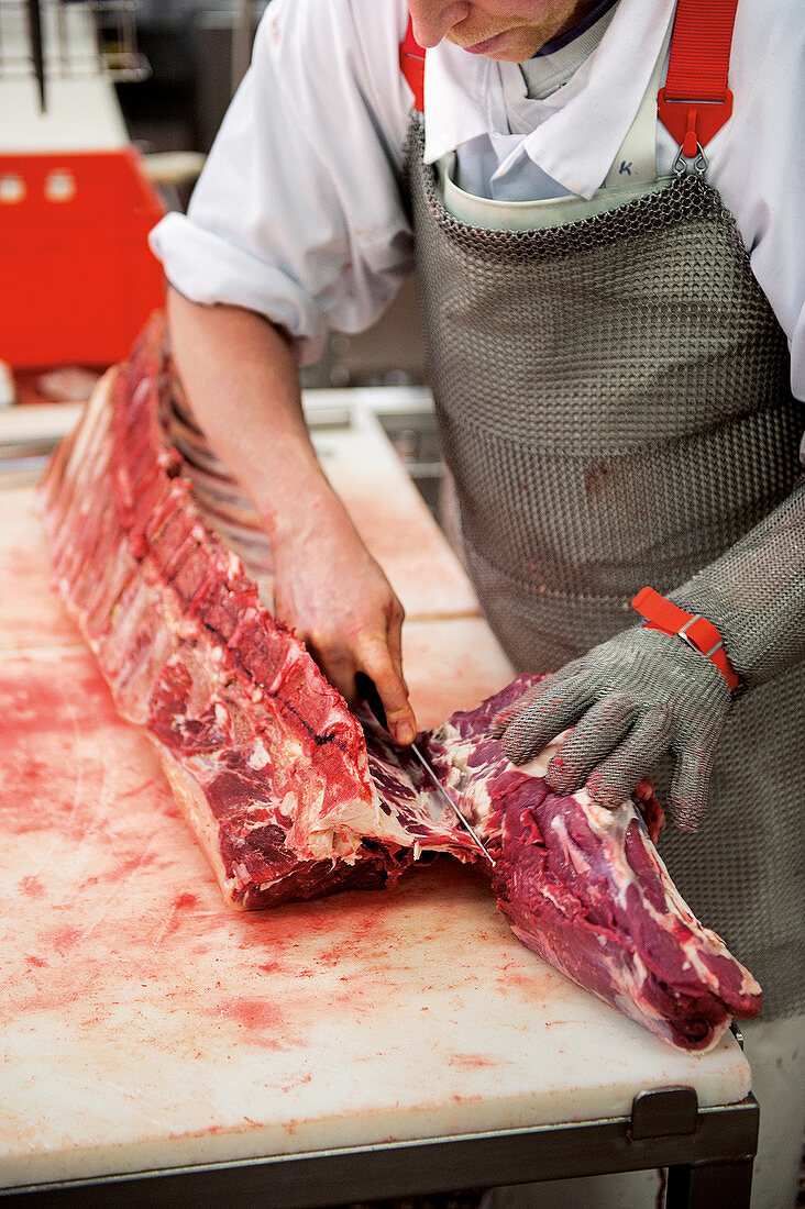 Cutting fillets from beef
