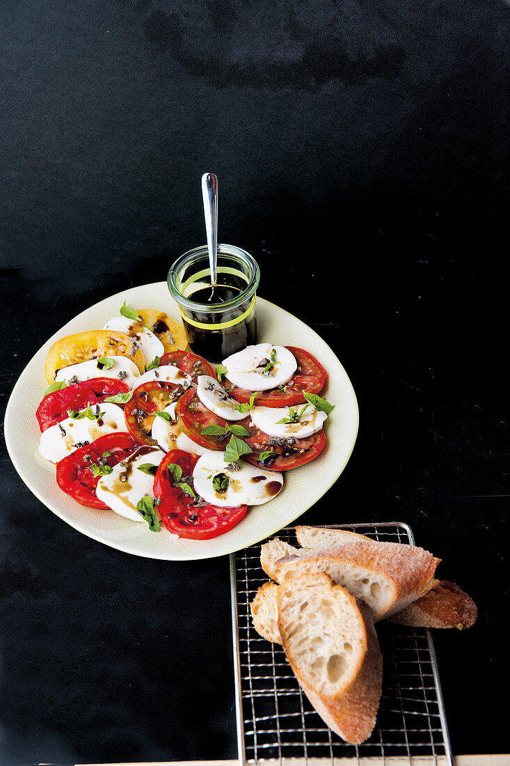 Red, yellow and white caprese