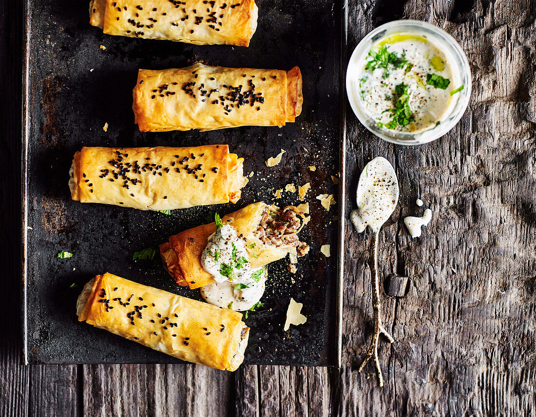 Middle Eastern beef filo cigars