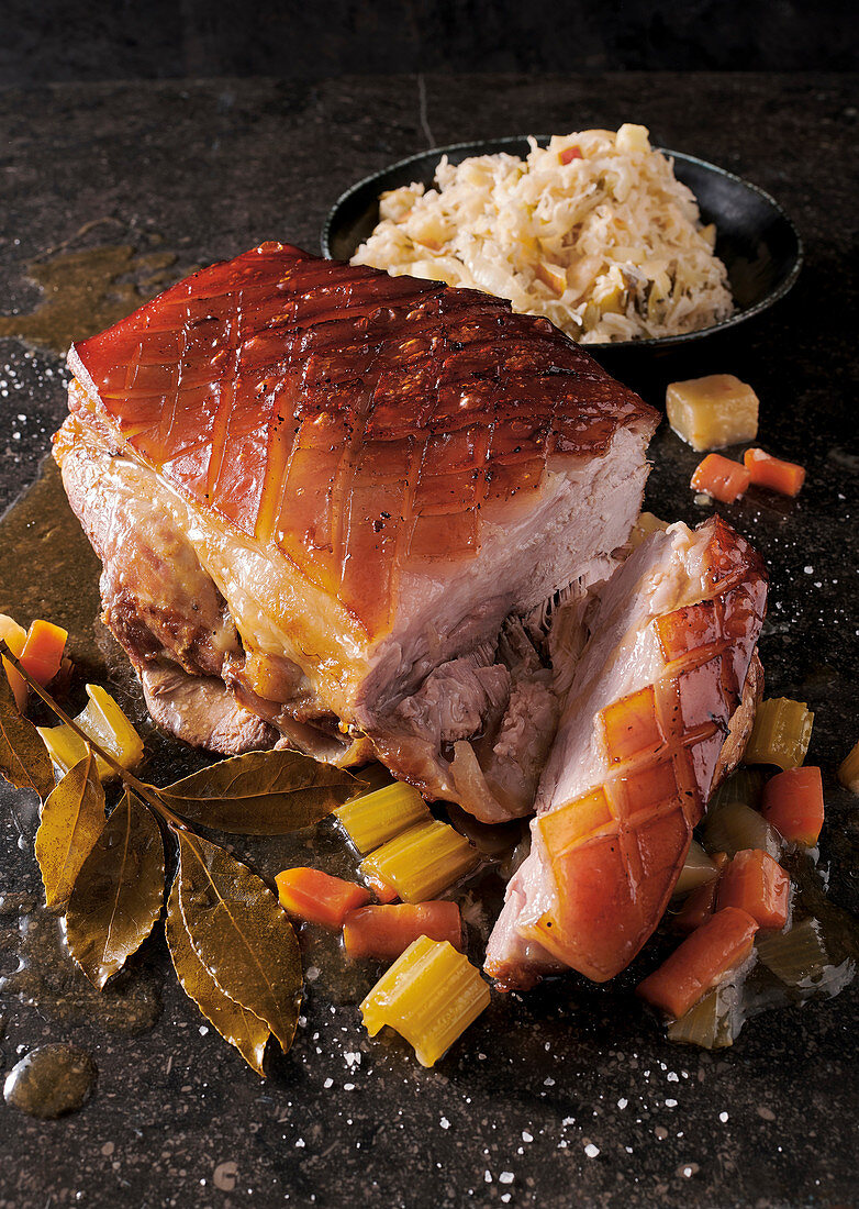 Schäufele (pork shoulder) with a sauerkraut salad