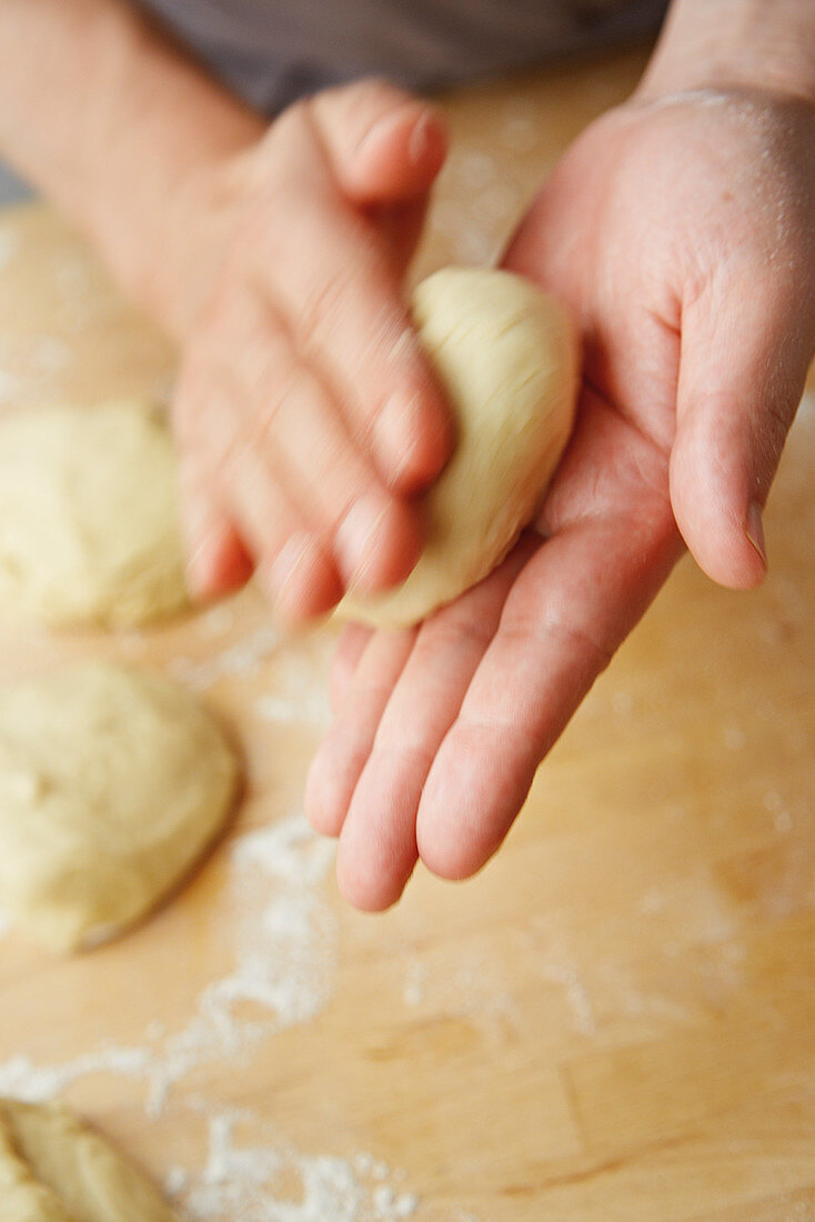 Burger buns being made