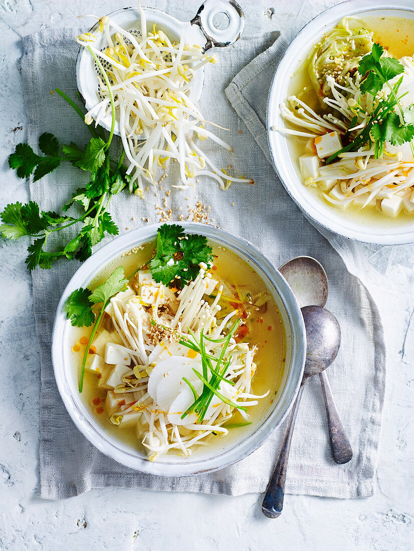 Miso, tofu and ginger broth