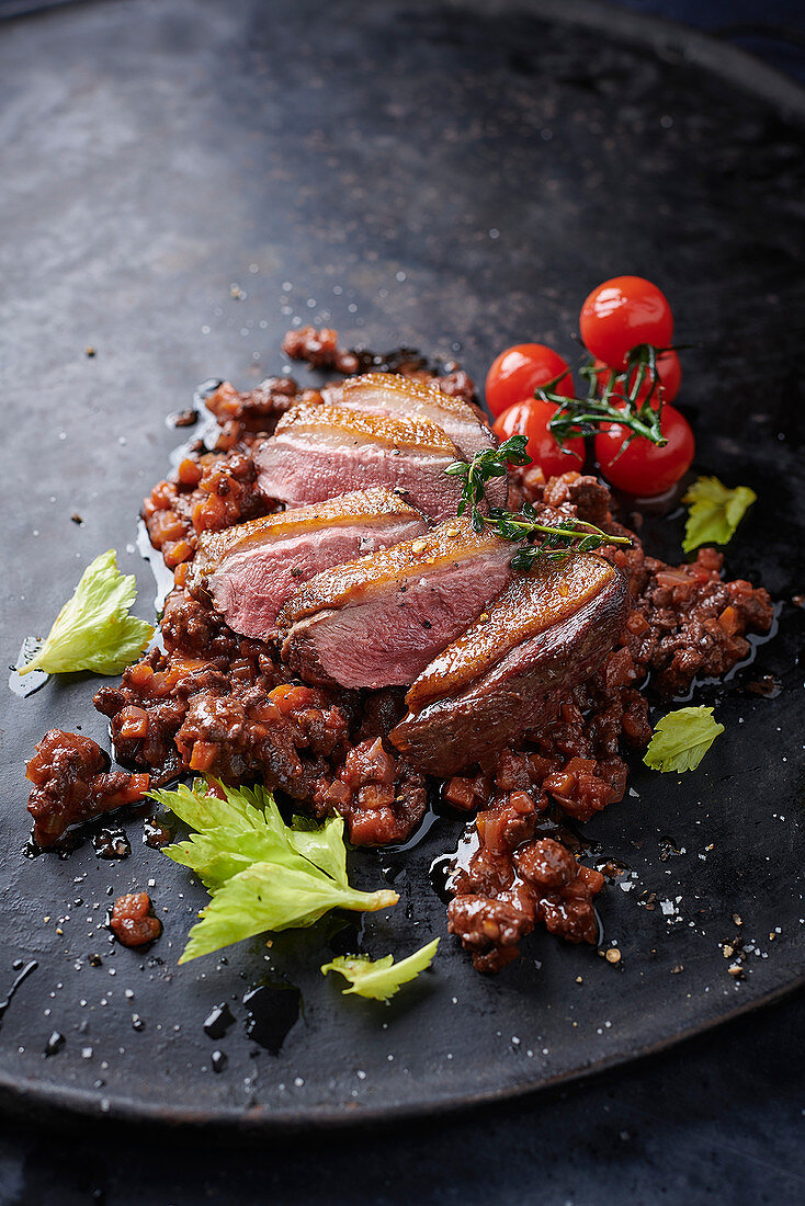 Wild duck breast with duck bolognese