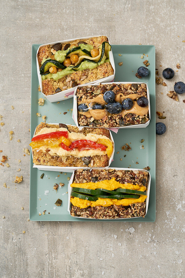 Four vegetarian sandwiches