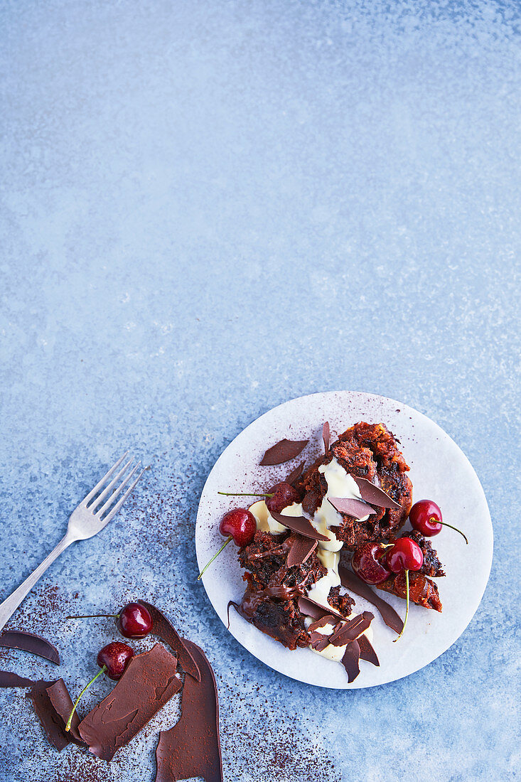 Black forest Christmas pudding