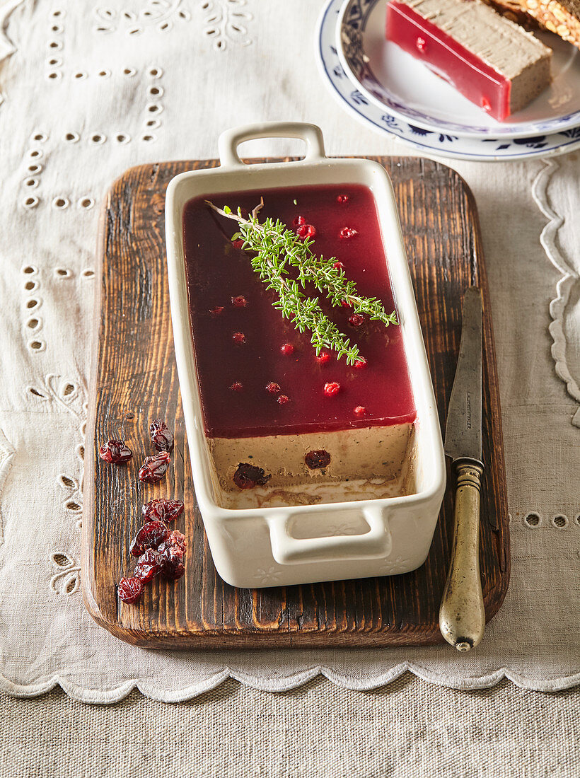 Goose pate with cranberry jelly