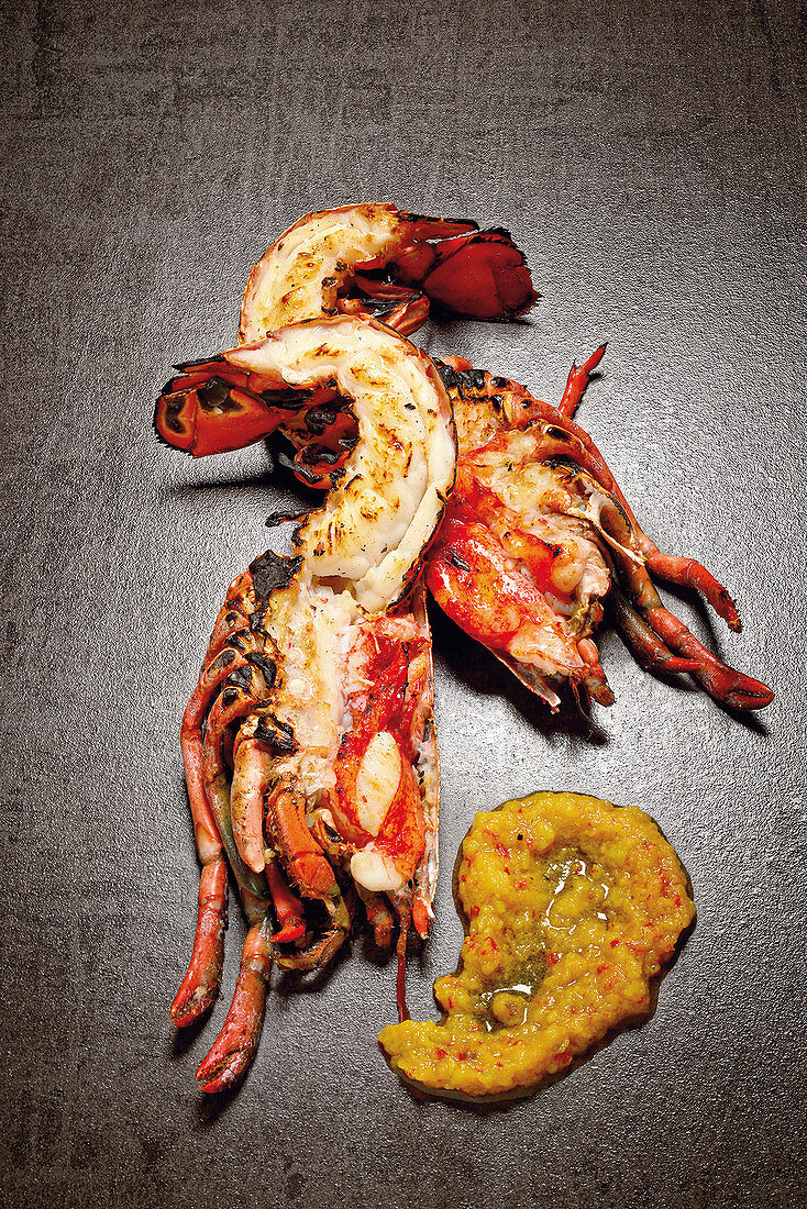 Grilled lobster with rouille