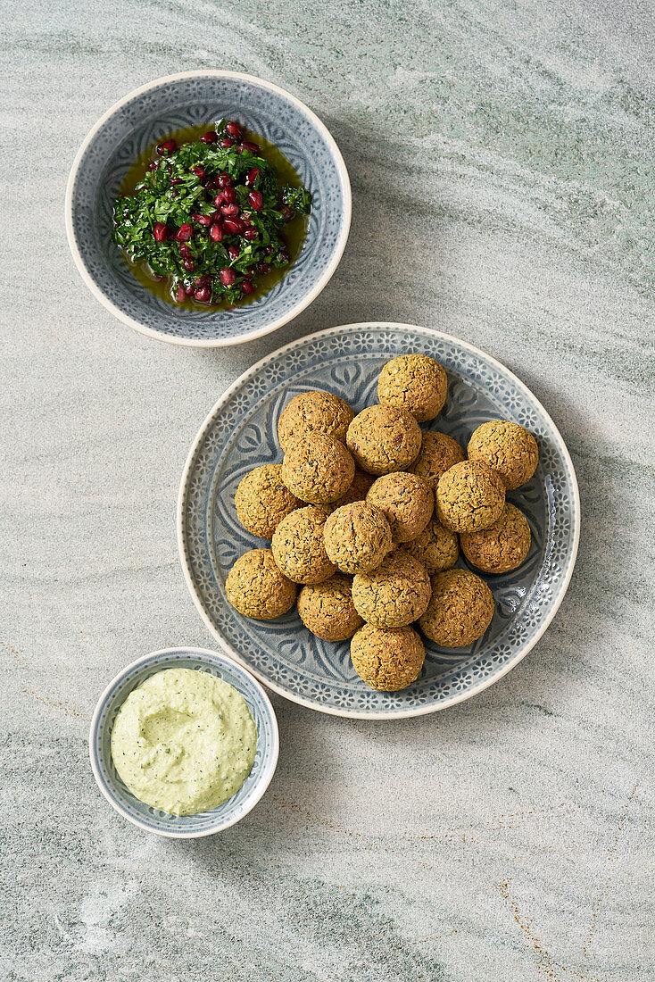 Courgette falafel with herb tabbouleh