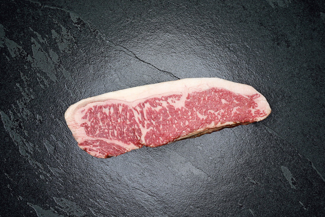 A side of raw Tajima-Wagyu beef